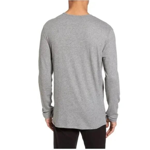 Vince Raw Edge Long Sleeve Henley T-Shirt in Gray L - Picture 2 of 15